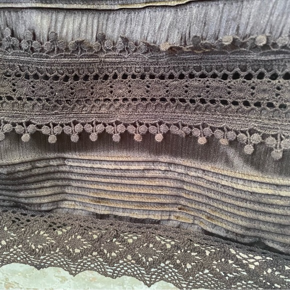 Anna Sui x Target Shift Dress Black Satin 20s Drop Waist Peter Pan Collar - Picture 10 of 15